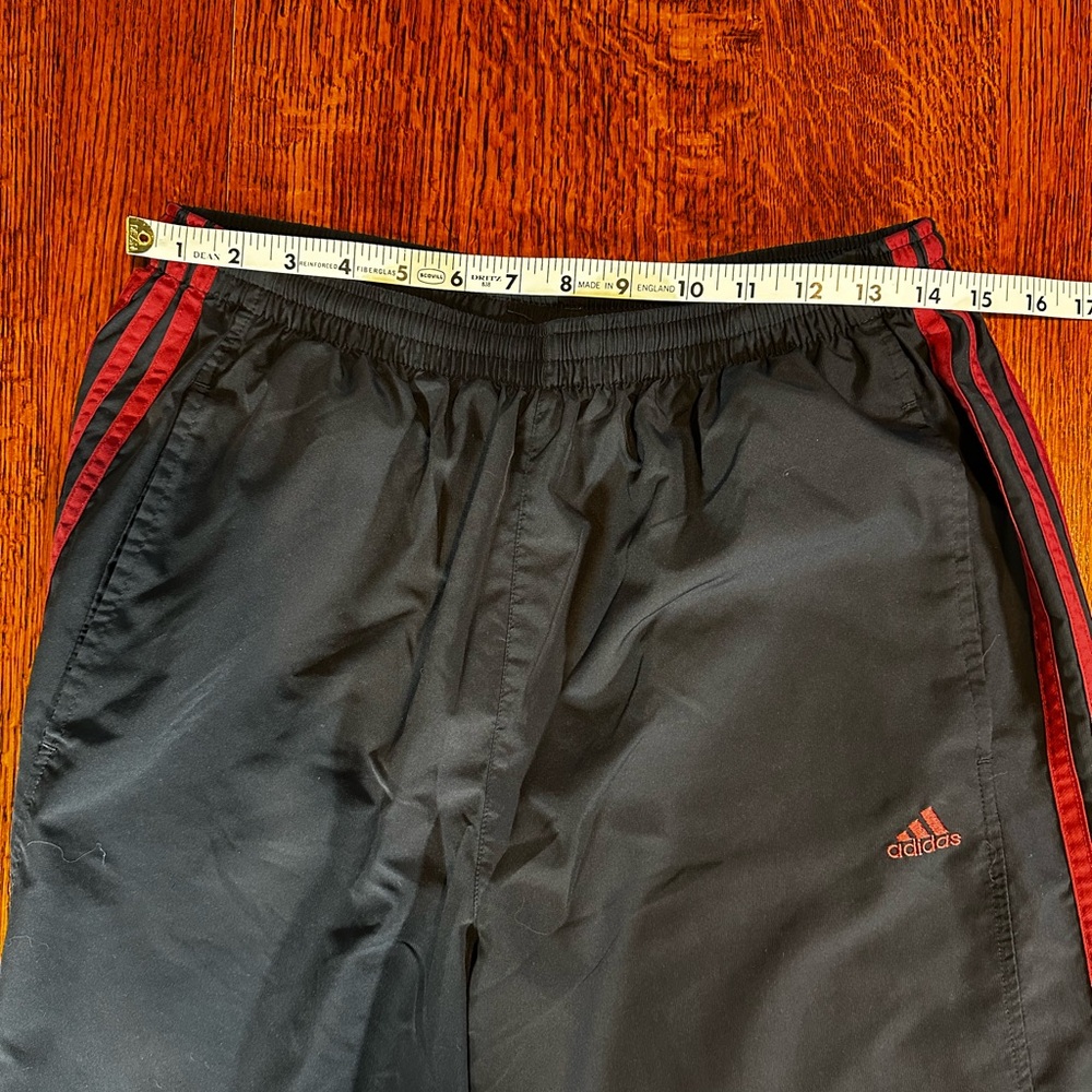 Adidas Track Pants Black with Red Stripes + Zipper Leg Size M - Picture 4 of 6